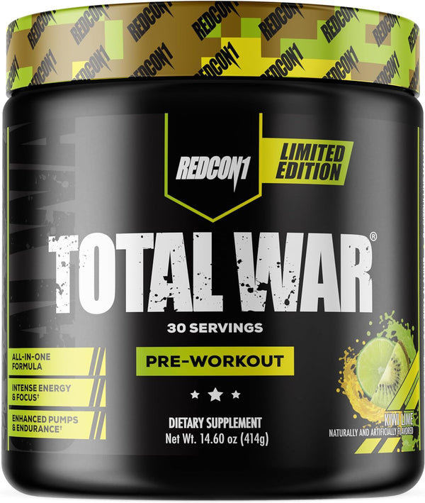 REDCON1 Total War Pre Workout Powder, Kiwi Lime - Fast Acting (30 Servings)