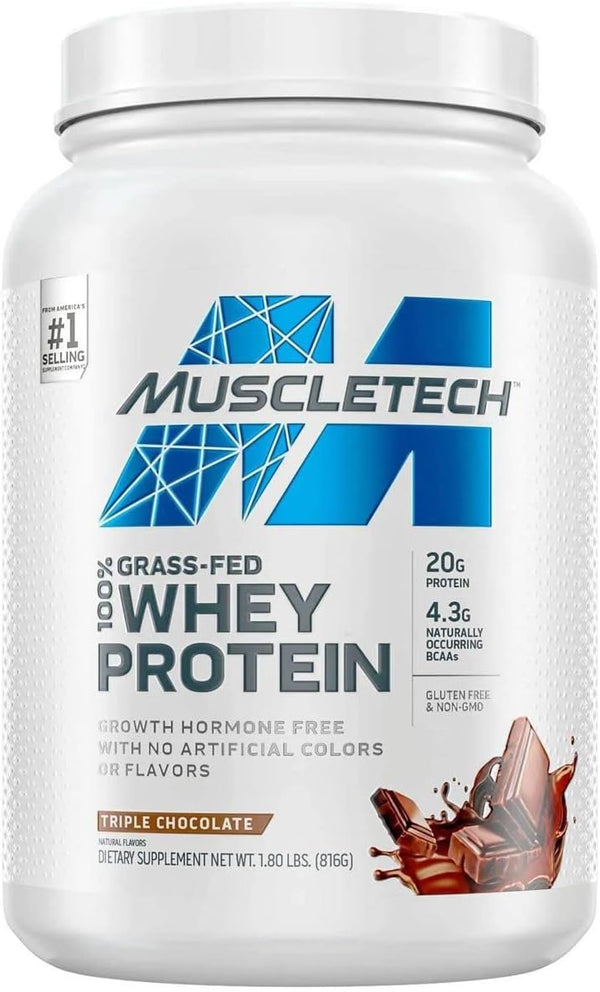 MuscleTech Grass Fed Whey Protein Powder Triple Chocolate, 1.8 Pound