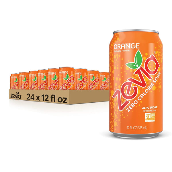 Zevia Zero Calorie Soda, Orange, 12oz Cans (24 Pack)