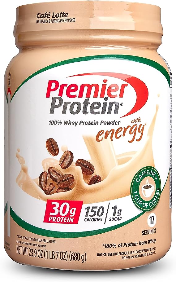 Premier Protein 100%, Café Latte, 30g Protein, 23.9 oz, 1.7 lb