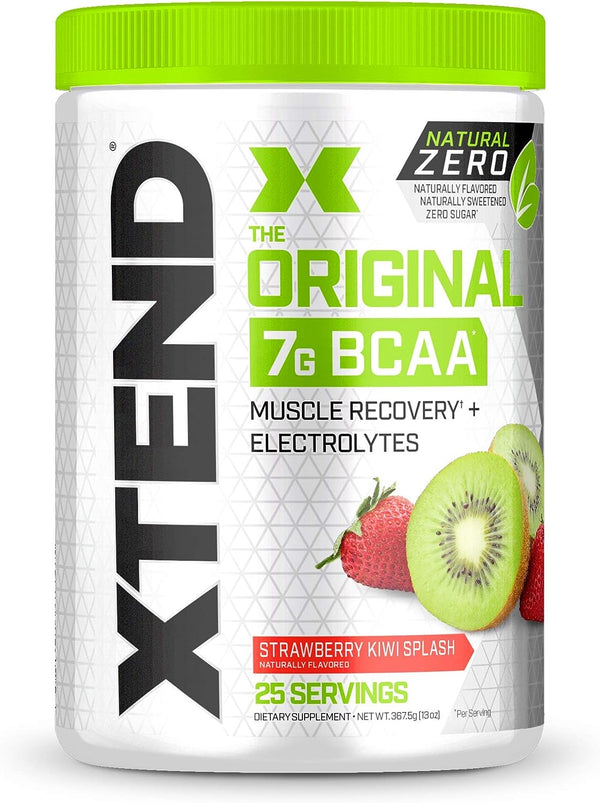 XTEND Natural Zero BCAA Powder Strawberry Kiwi Splash, 7g BCAAs for Men & Women  25 Servings