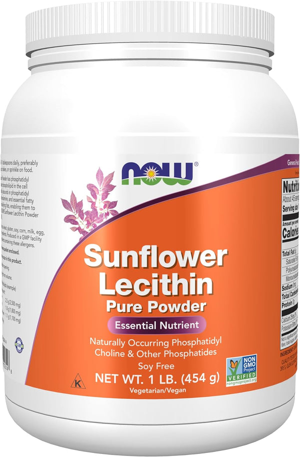 NOW Supplements, Sunflower Lecithin with naturally occurring Phosphatidyl Choline and Other Phosphatides, Powder, 1-Pound