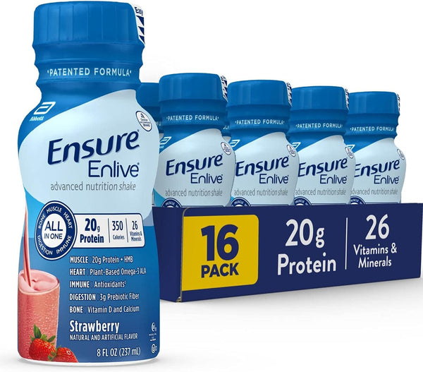 Ensure Enlive Shake, Nutrition Shake - Strawberry | 16 Pack