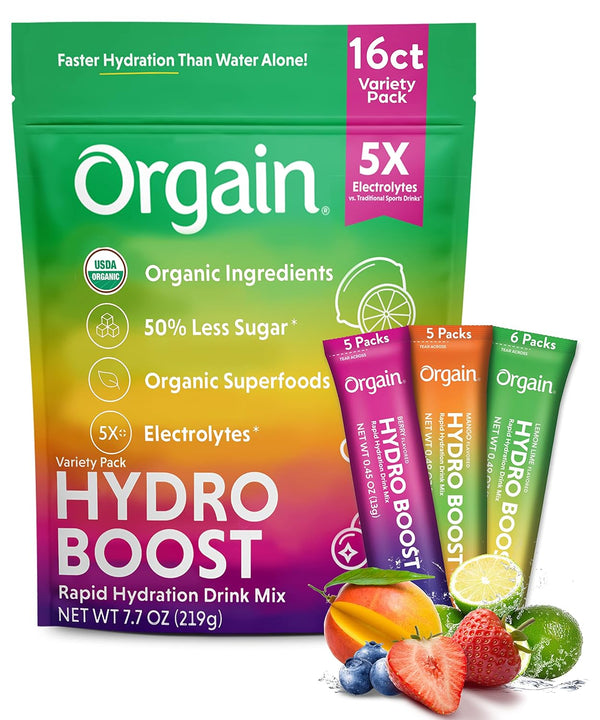 Orgain Organic Hydration Packets, - Variety Pack, 16 Count