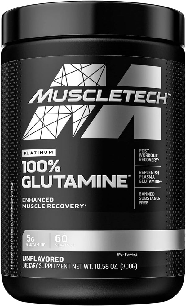 MuscleTech 100% Pure Glutamine Powder Muscle Recovery, Unflavored (60 Servings)