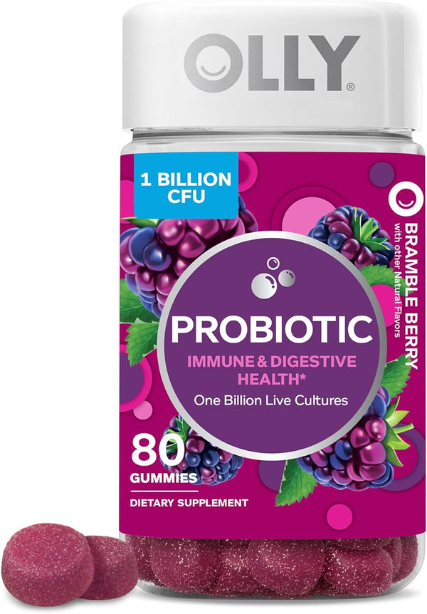 OLLY Probiotic Gummy, Immune and Digestive Support, Supplement, Berry, 80 Count