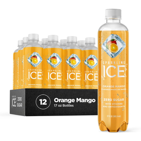 Sparkling Ice, Orange Mango Sparkling Water, Zero Sugar Flavored Water, 17oz (12 Pack)