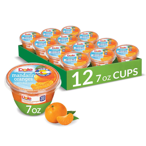 Dole Fruit Bowls Mandarin Oranges in 100% Juice Snacks, 7oz (12 pack)