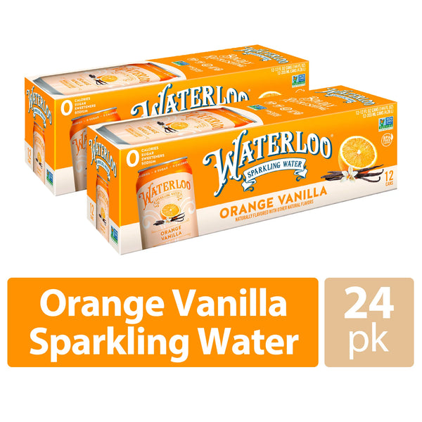 Waterloo Sparkling Water, Orange Vanilla, 12 fl oz, 12-24 Pack