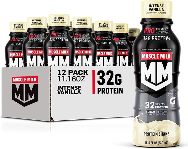 Muscle Milk Pro Advanced Nutrition Protein Shake, Intense Vanilla, 11.16 Fl Oz (Pack of 12)