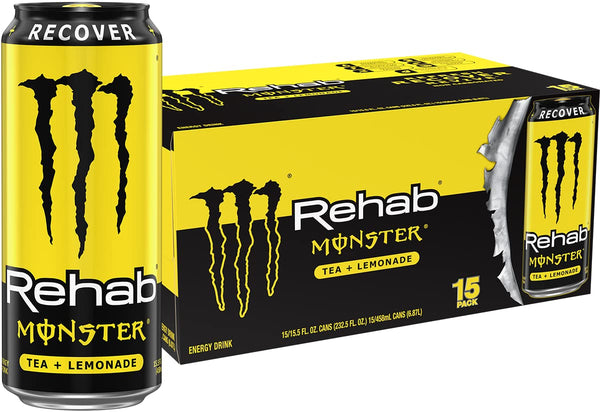 Monster Energy Rehab Tea + Lemonade + Energy Drink, 15.5oz (15 Pack)