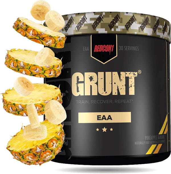 REDCON1 Grunt EAAs, Pineapple Banana - Sugar Free, Recover, Repeat (30 Servings)