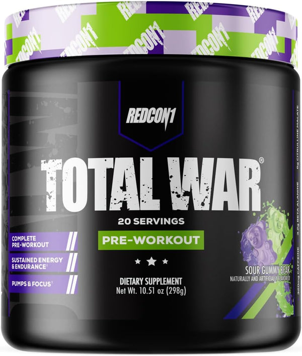 REDCON1 Total War Preworkout, Sour Gummy Bear, 20-30-50 Servings