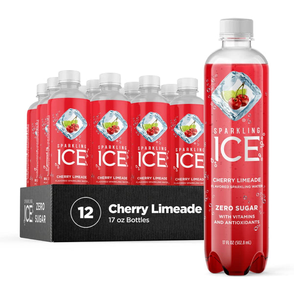 Sparkling Ice, Cherry Limeade Sparkling Water, Zero Sugar Flavored Water, 17oz (12 Pack)