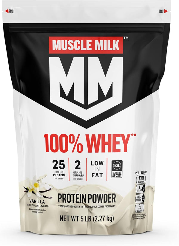 Muscle Milk 100% Whey Protein Powder, Vanilla, 5 Pound