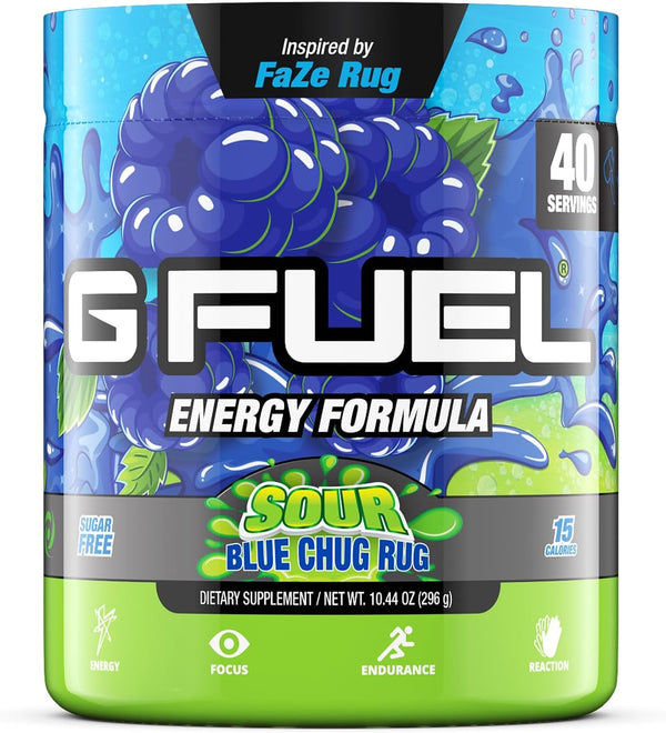 G Fuel Faze Rug Energy Powder, Sour Blue Raspberry Flavor, 10.44oz