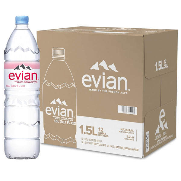 evian Natural Spring Water, 50.72 Fl Oz (Pack of 12)