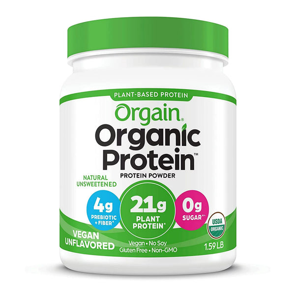 Orgain Organic Unflavored Vegan Protein Powder, 21g Plant Based Protein, 1.59lb