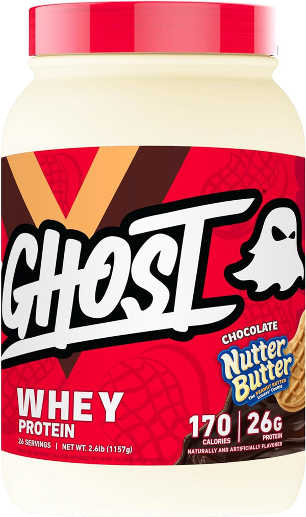 GHOST Whey Protein Powder, Nutter Butter Chocolate 2LB