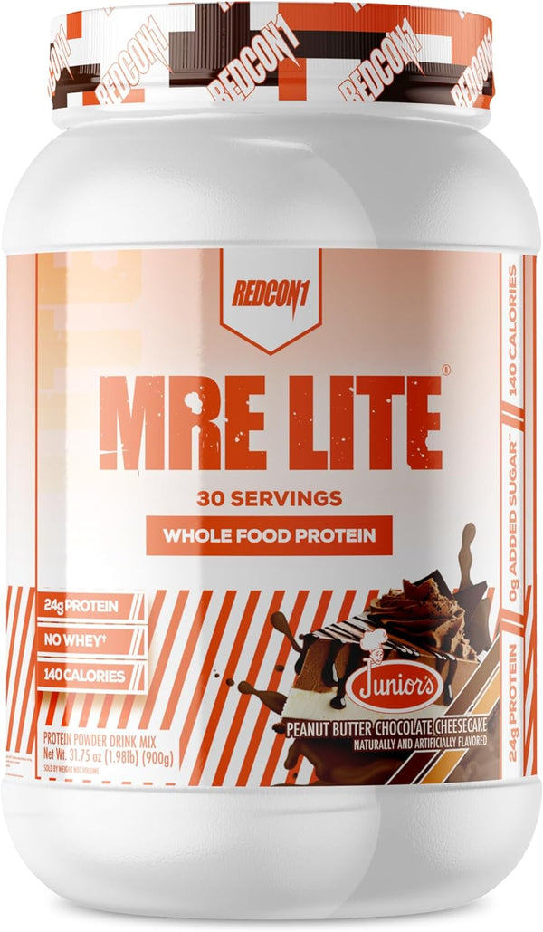 REDCON1 MRE Lite Whole Food Protein Powder, Juniors, Peanut Butter Chocolate Cheesecake (30 Servings)