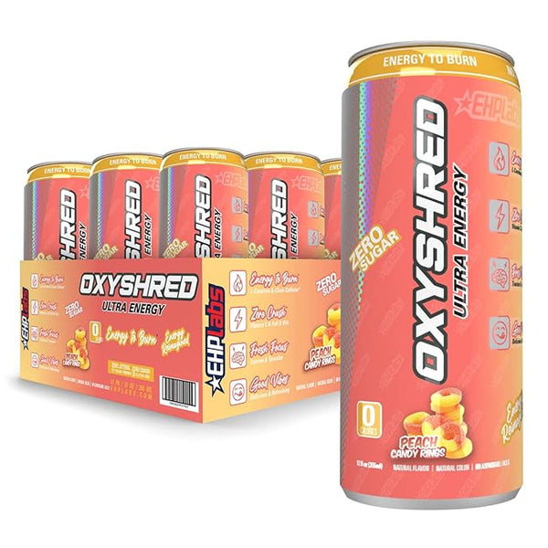 EHPlabs OxyShred Ultra Energy Drink - Peach Candy Rings | 12 Pack