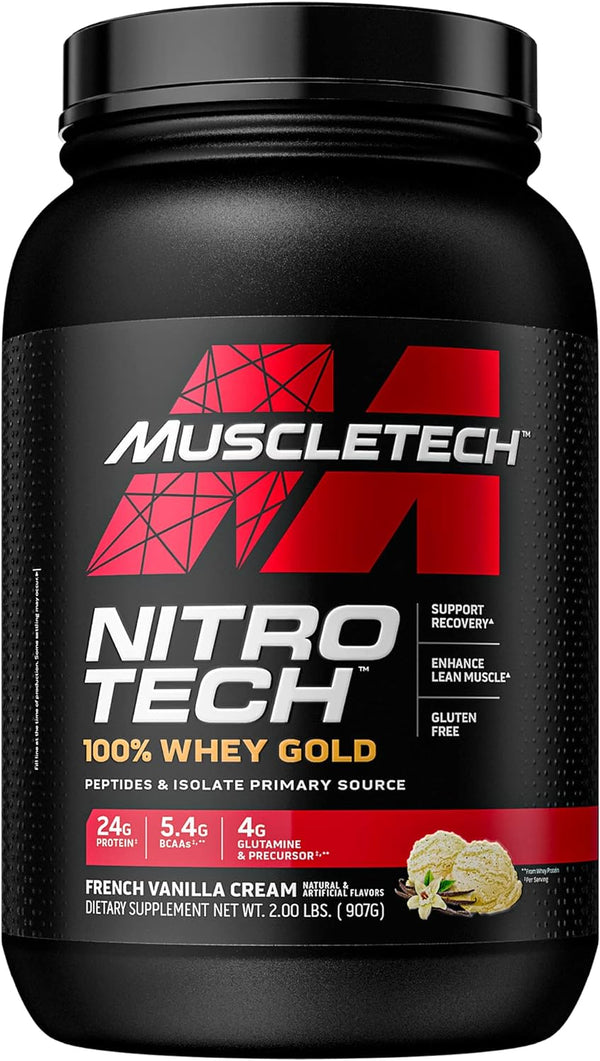 MuscleTech Nitro-Tech Whey Gold Protein Powder Vanilla Protein Powder, 2 Pound