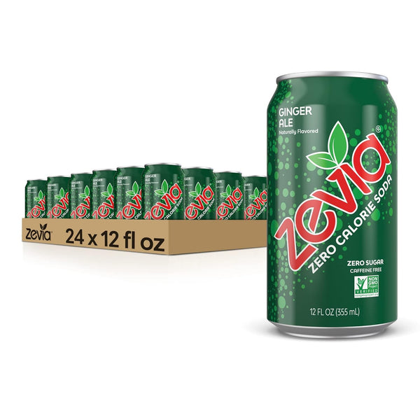 Zevia Zero Calorie Soda, Ginger Ale, 12oz Cans (24 Pack)