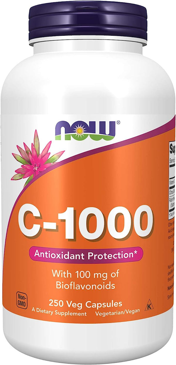 NOW Supplements, Vitamin C-1,000 with 100 mg of Bioflavonoids, Antioxidant Protection,  250 Veg Capsules