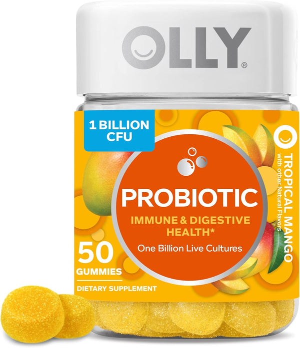 OLLY Probiotic Gummy, Probiotic Supplement, Mango, 50-80 Count