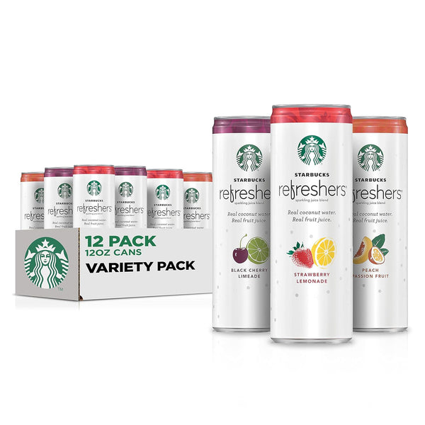 Starbucks Energy Drink, Refreshers, 3 Flavor Variety Pack, 12oz (12 Pack)