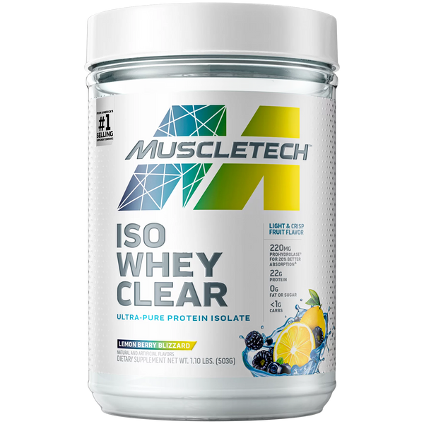 MuscleTech Clear Whey Protein Isolate Whey, Lemon Berry Blizzard, 1.1 Pound