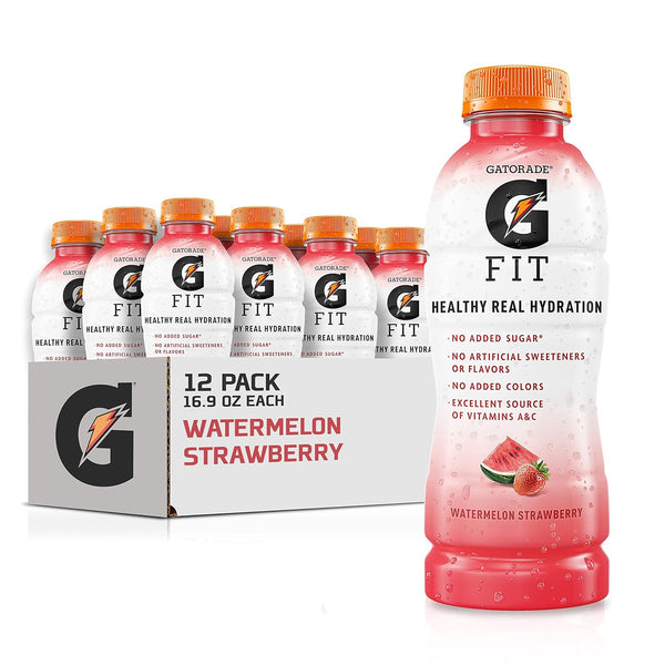 Gatorade Fit Electrolyte Beverage, Watermelon Strawberry, 16.9oz (12 Pack)