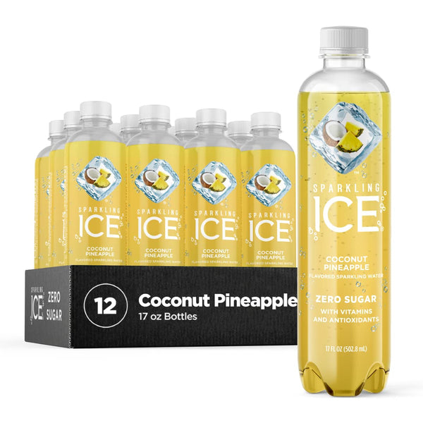 Sparkling Ice, Coconut Pineapple Sparkling Water, Zero Sugar Flavored Water, 17oz (12 Pack)