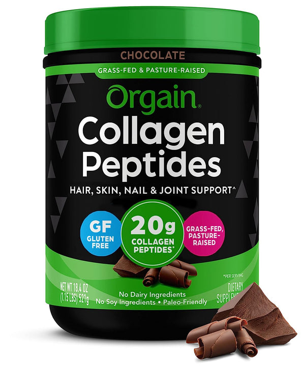 Orgain Hydrolyzed Collagen Powder, 20g, Chocolate, 1lb