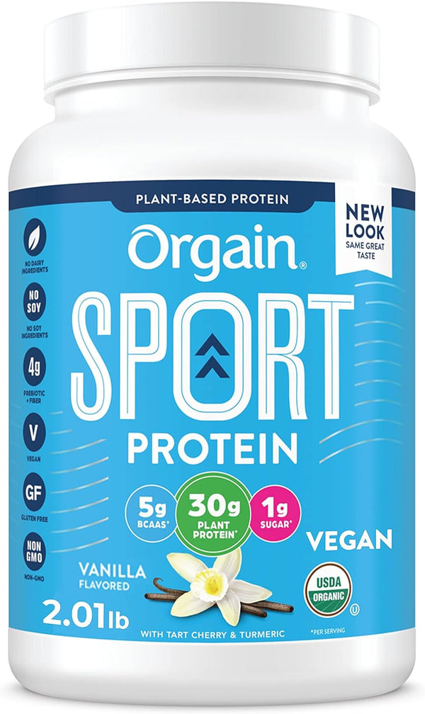 Orgain Organic Sport Vegan Protein Powder, Vanilla 30g Plant Based Protein, 2.01lb