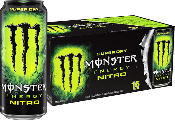 Monster Energy Nitro Super Dry, Energy Drink, 16oz (15 Pack)