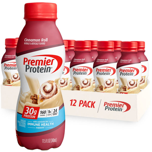 Premier Protein Shake, Cinnamon Roll, 30g Protein, 11.5oz (12 Pack)