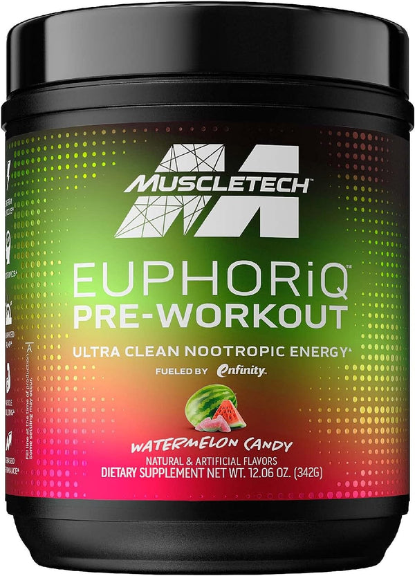 MuscleTech EuphoriQ Smart Pre Workout Powder, Watermelon Candy (20 Servings)