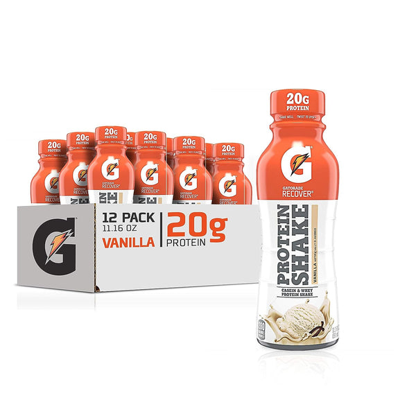 Gatorade Recover Protein Shake, Vanilla, 20g Protein, 11.6oz, (12 Pack)