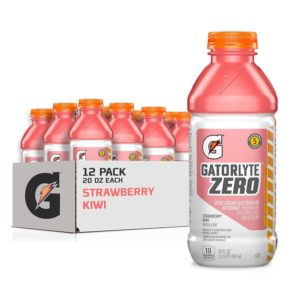 Gatorlyte Zero Electrolyte Beverage, Strawberry Kiwi, 20oz (12 Pack)