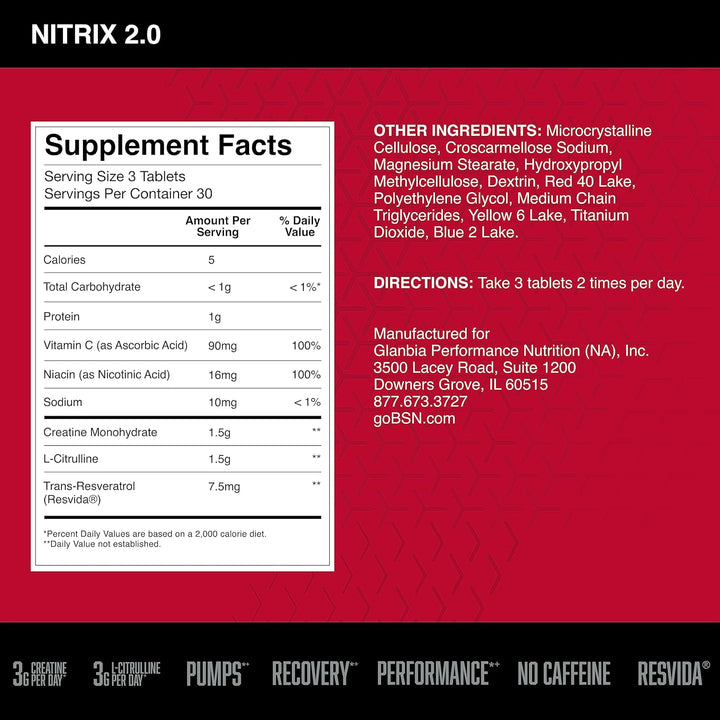 BSN NITRIX 2.0 Concentrated Nitric Oxide Precursors - Leo Smart Traders