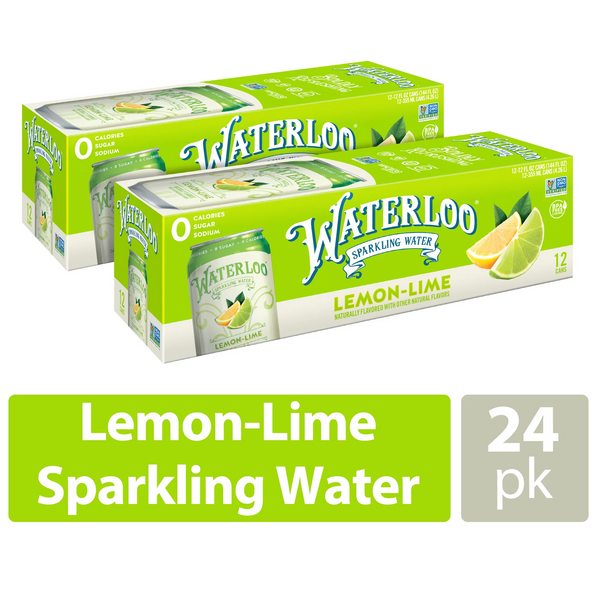 Waterloo Sparkling Water,  Lemon-Lime 12 fl oz, 12-24 Pack