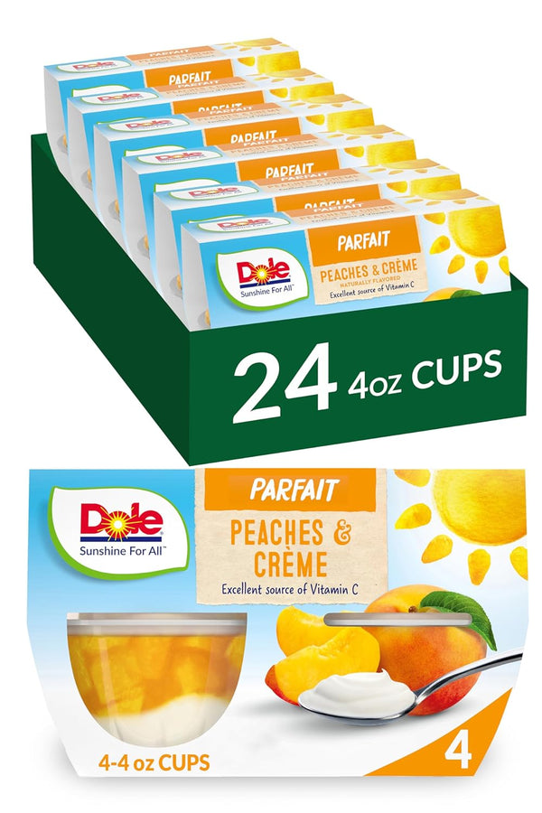 Dole Fruit Bowls Low Fat Peaches & Creme Parfait, 4oz (4-24 pack)