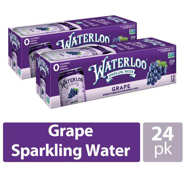 Waterloo Sparkling Water, Grape, 12 fl oz, 12-24 Pack Cans