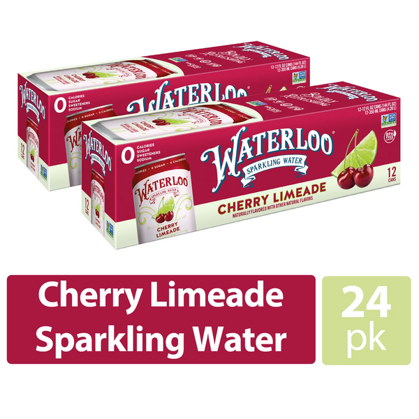 Waterloo Sparkling Water, Cherry Limeade, 12 fl oz, 12-24 Pack