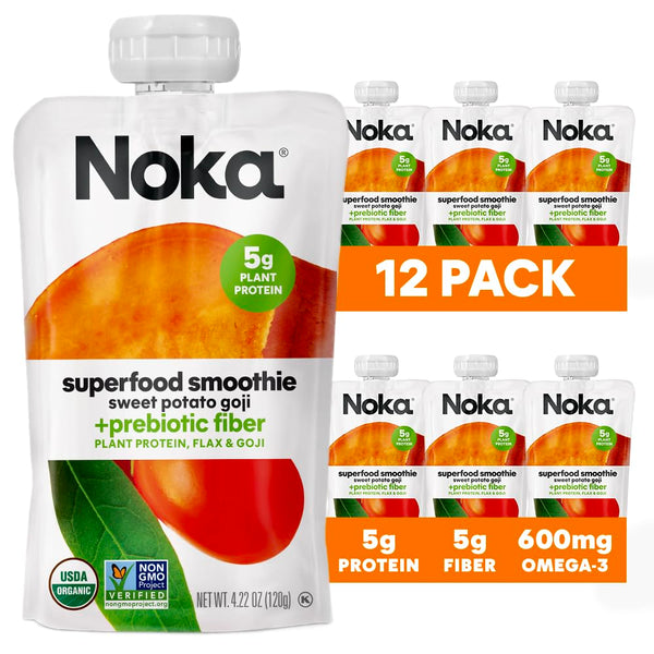 NOKA Superfood Pouches Sweet Potato Goji, 4.2oz, 6-12 Pack