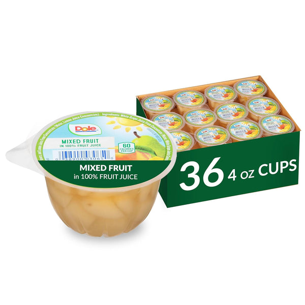 Dole Fruit Bowls Mixed Fruit in 100% Juice Snacks, 4oz (24-36 Cups)