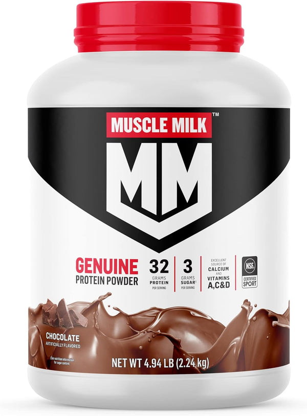 Muscle Milk Genuine Protein Powder, Chocolate, 1.93-4.94 Pounds