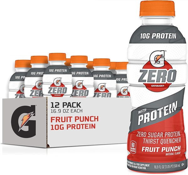 Gatorade G Zero Sugar with Protein Fruit Punch flavor, 16.9oz, 4-12 Pack