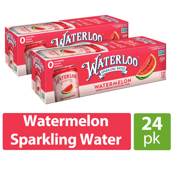 Waterloo Sparkling Water, Watermelon, 12 Fl Oz, 12-24 Pack